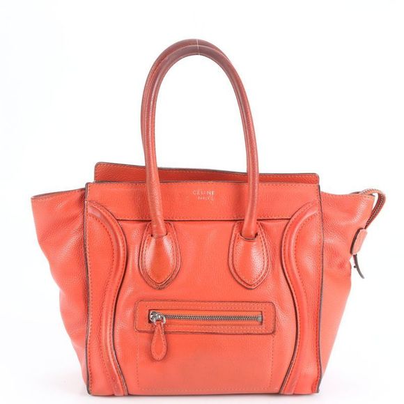 Celine Luggage Micro Shopper Leather Tote Bag Shoulder Hand Women's ERE Cv34-8 - Picture 1 of 9